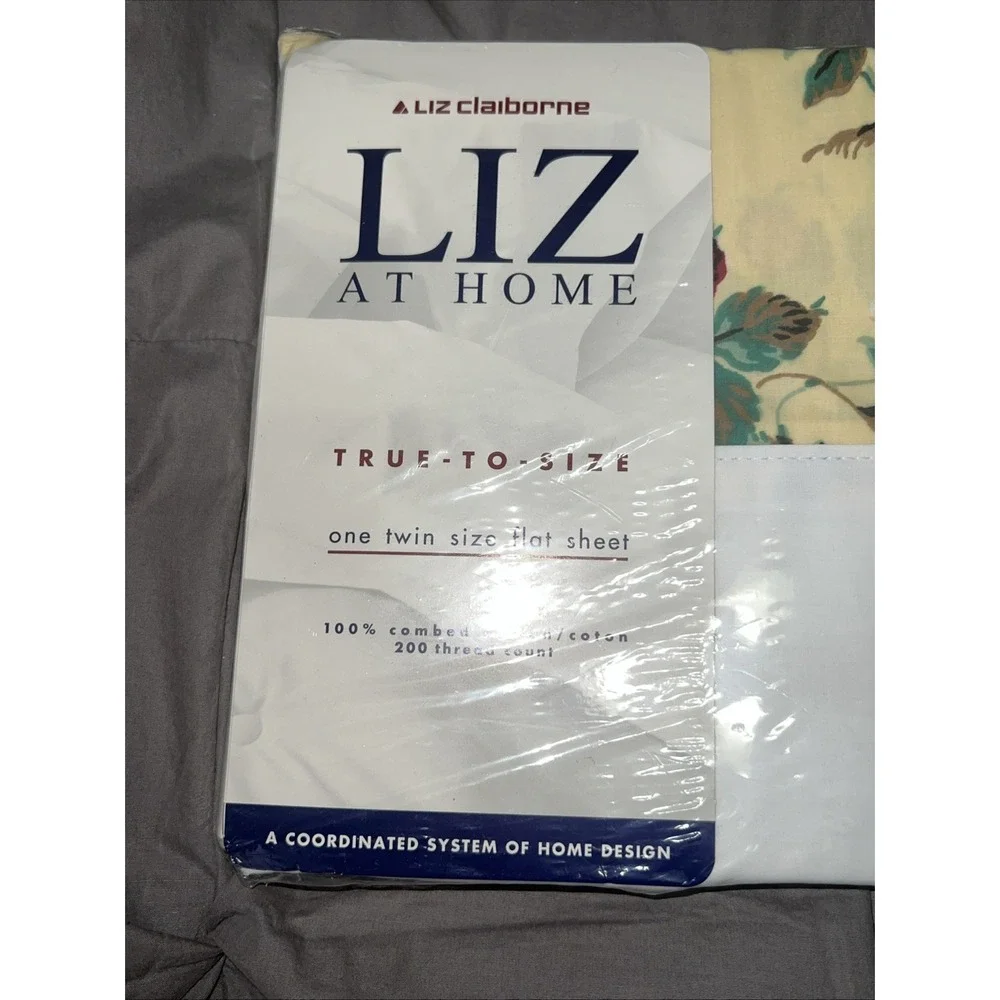 Vintage Liz Claiborne Home In Full Bloom‎ Twin Size Flat Sheet New Sealed Cotton